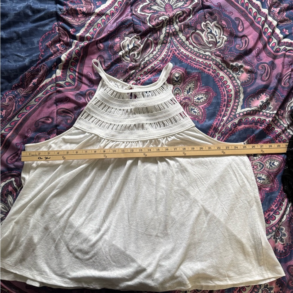 Old Navy White Sleeveless Crochet-Trim‎ Linen-Blend Top Plus Size XXL - Picture 7 of 8
